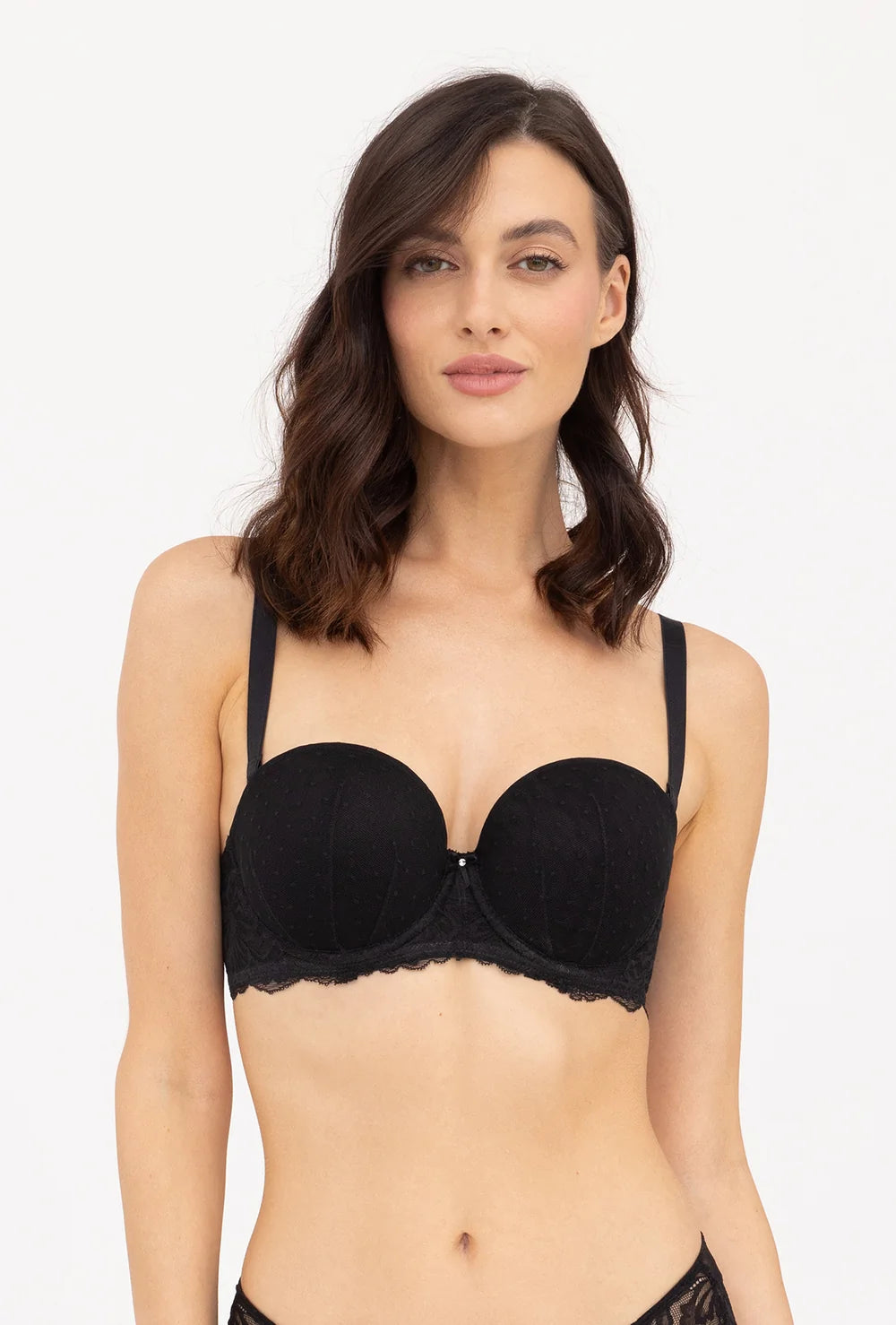 Czarny biustonosz bardotka Monique - Gatta