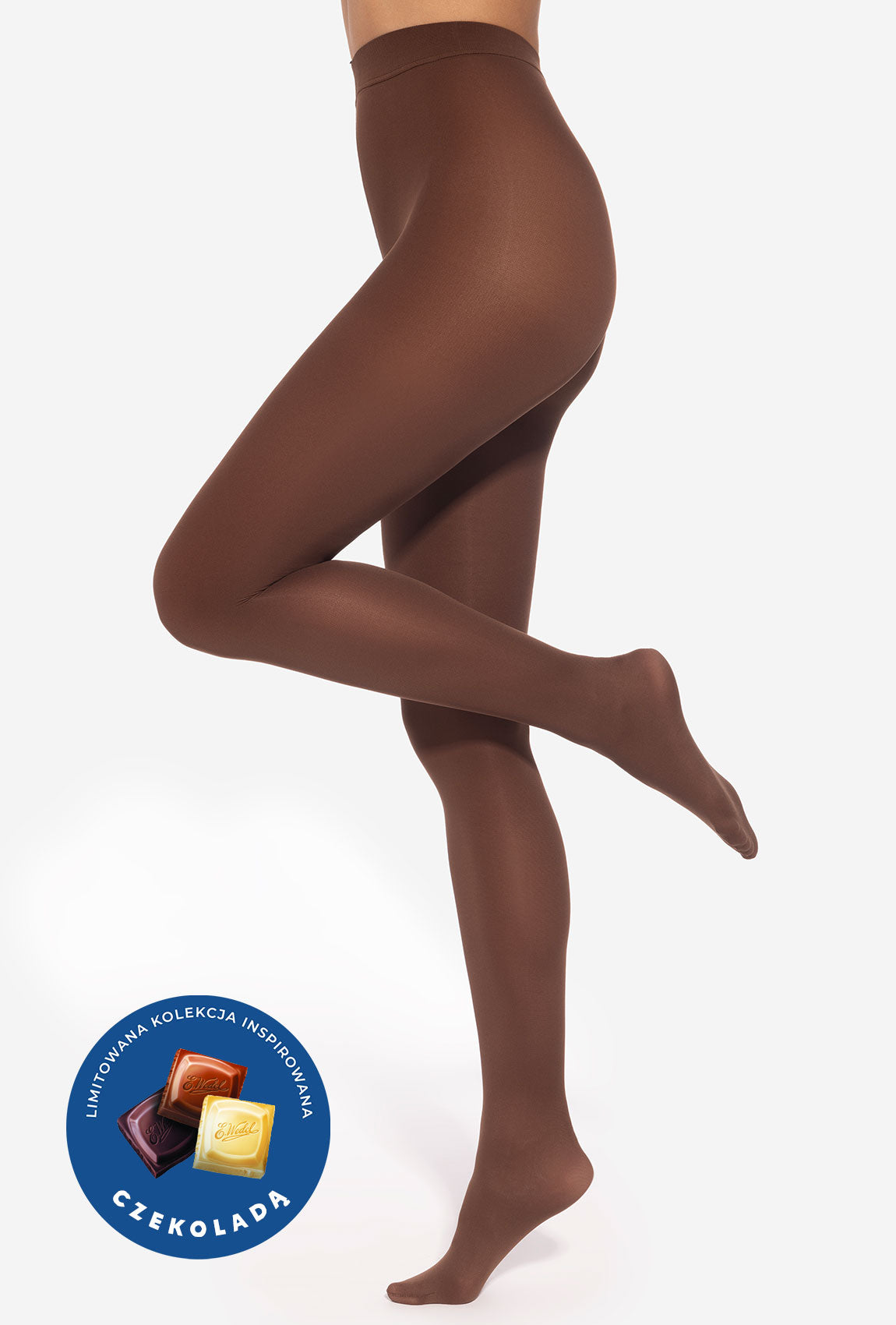 Gładkie rajstopy damskie w odcieniach czekolady – Gatta x Wedel - Gatta