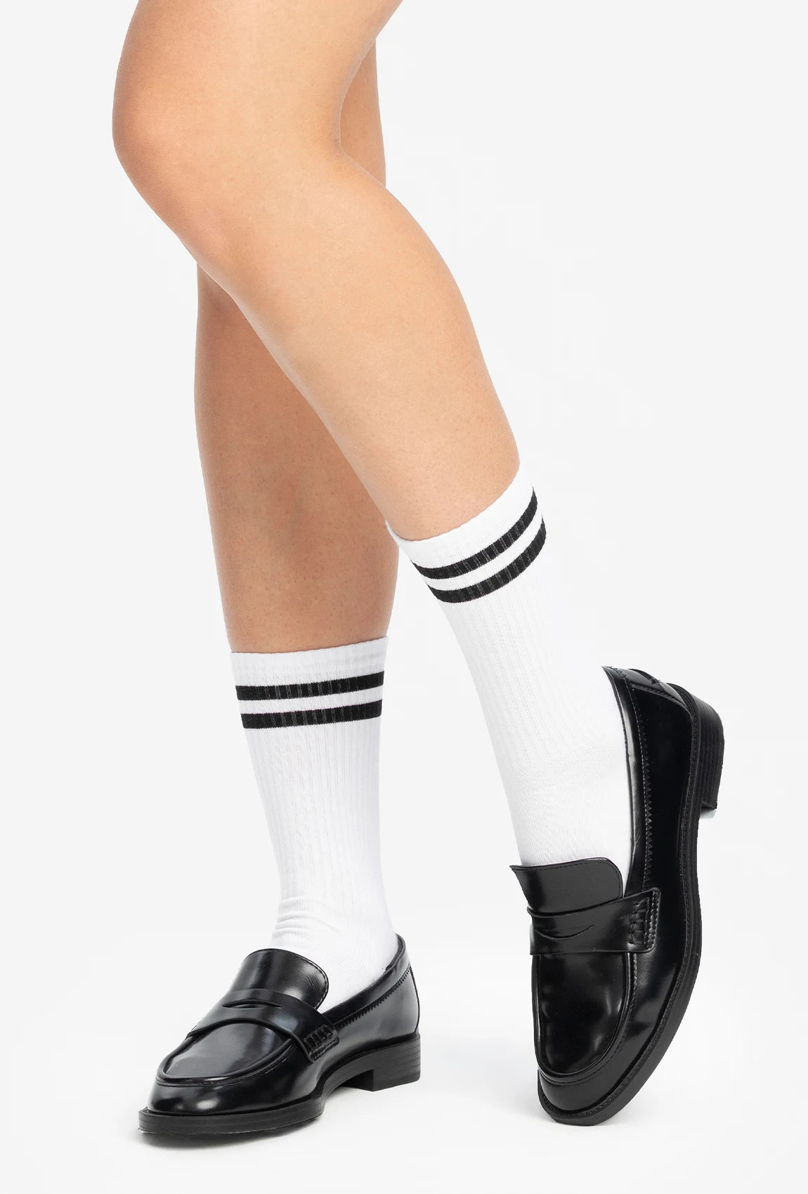 Wysokie skarpetki bawełniane z czarnymi paskami - Gatta