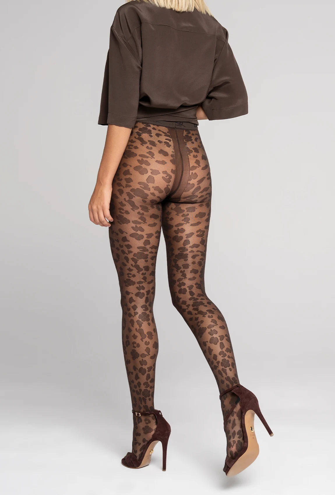 Brązowe rajstopy wzorzyste Bloom z kolekcji Zień x Gatta - Gatta