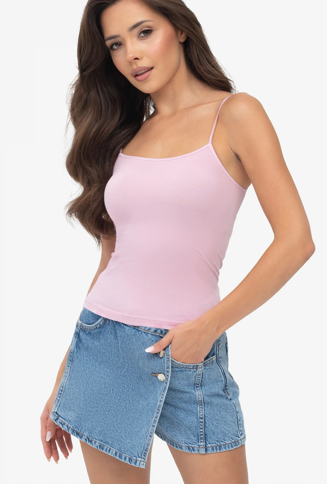 Różowa koszulka na cienkich ramiączkach Camisole - Gatta