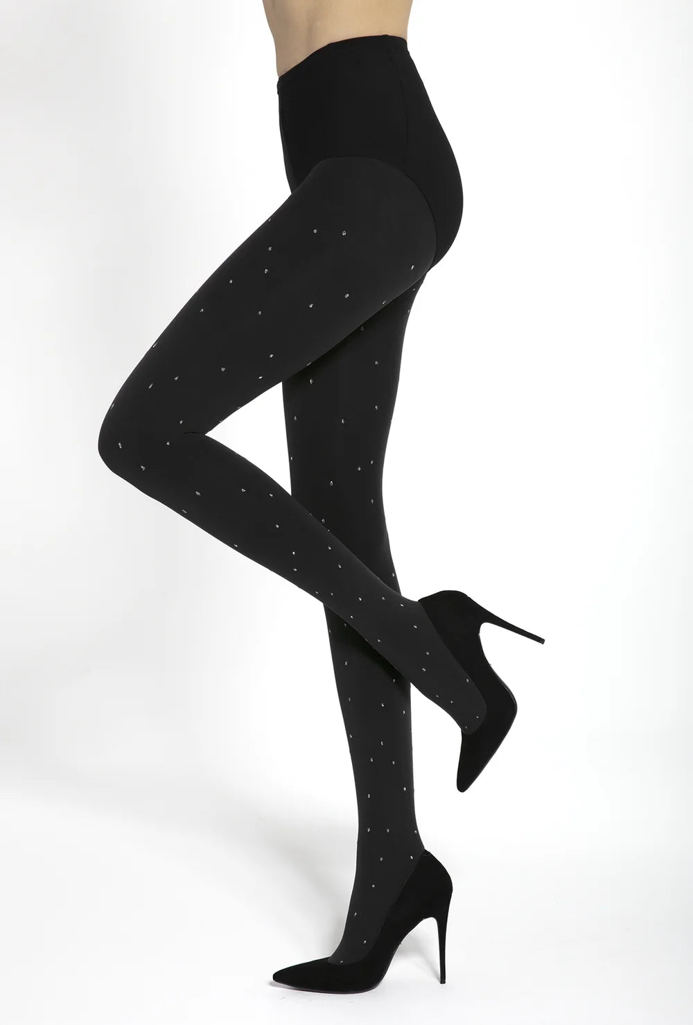 Czarne rajstopy ze srebrnymi kropkami Flash&Black wz. 05 - Gatta