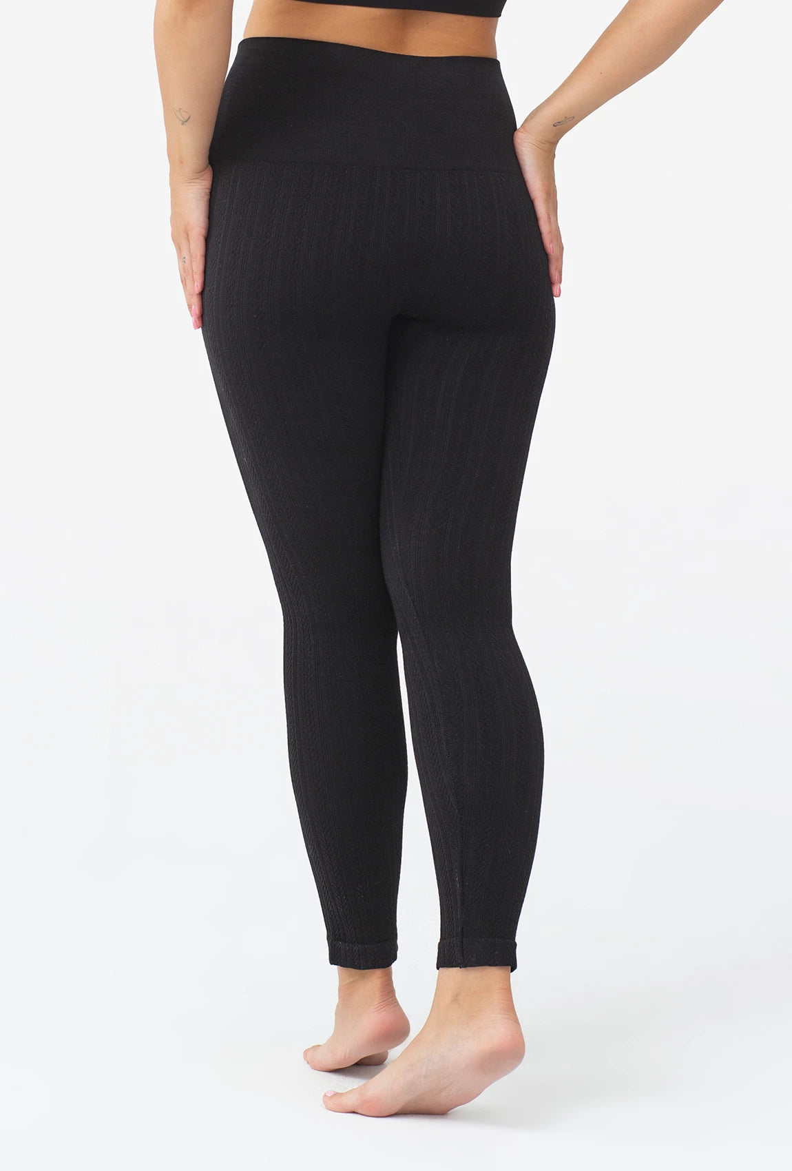 Czarne legginsy w jodełkę Winter - Gatta