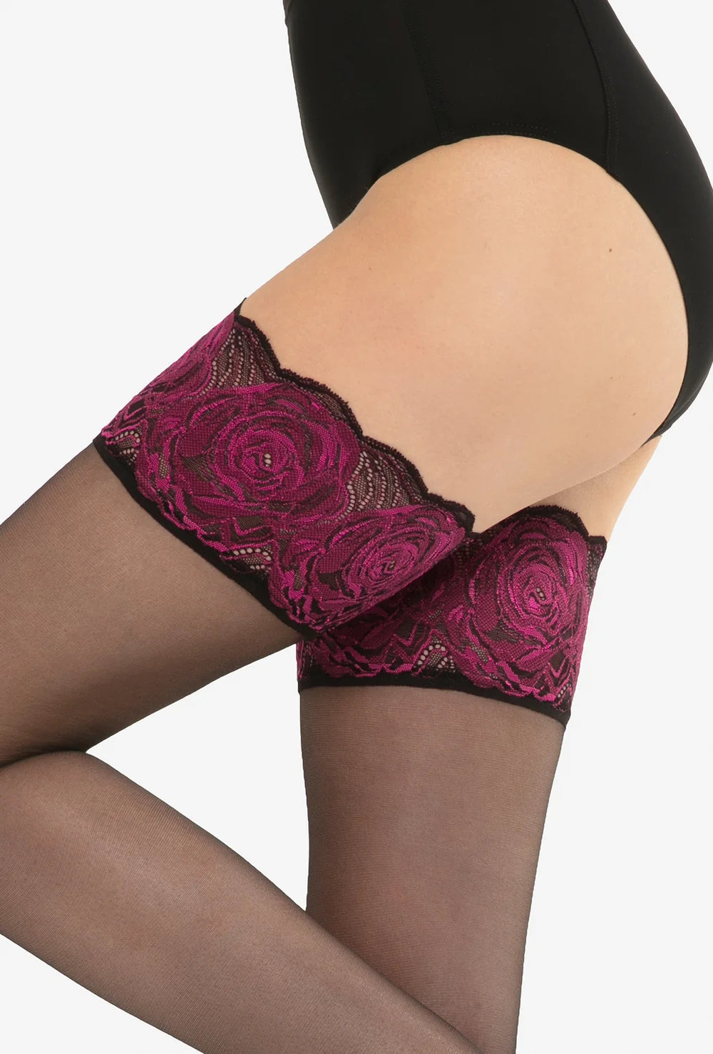 Pończochy z ozdobną koronką Calze Rose - Gatta