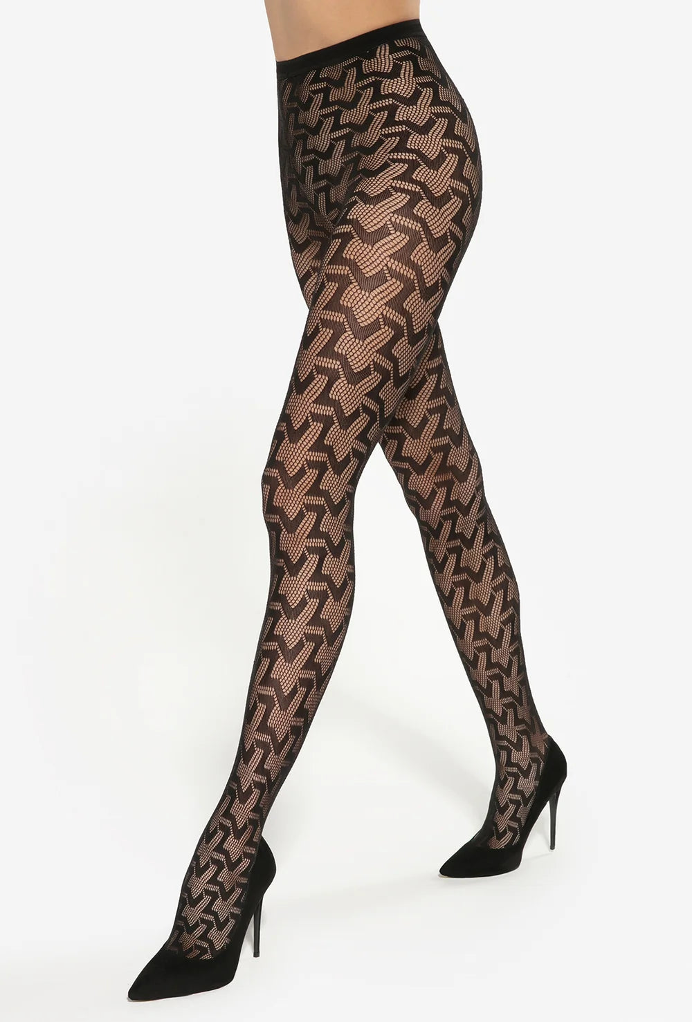 Rajstopy kabaretki z geometrycznym wzorem Runway wz.03 - Gatta