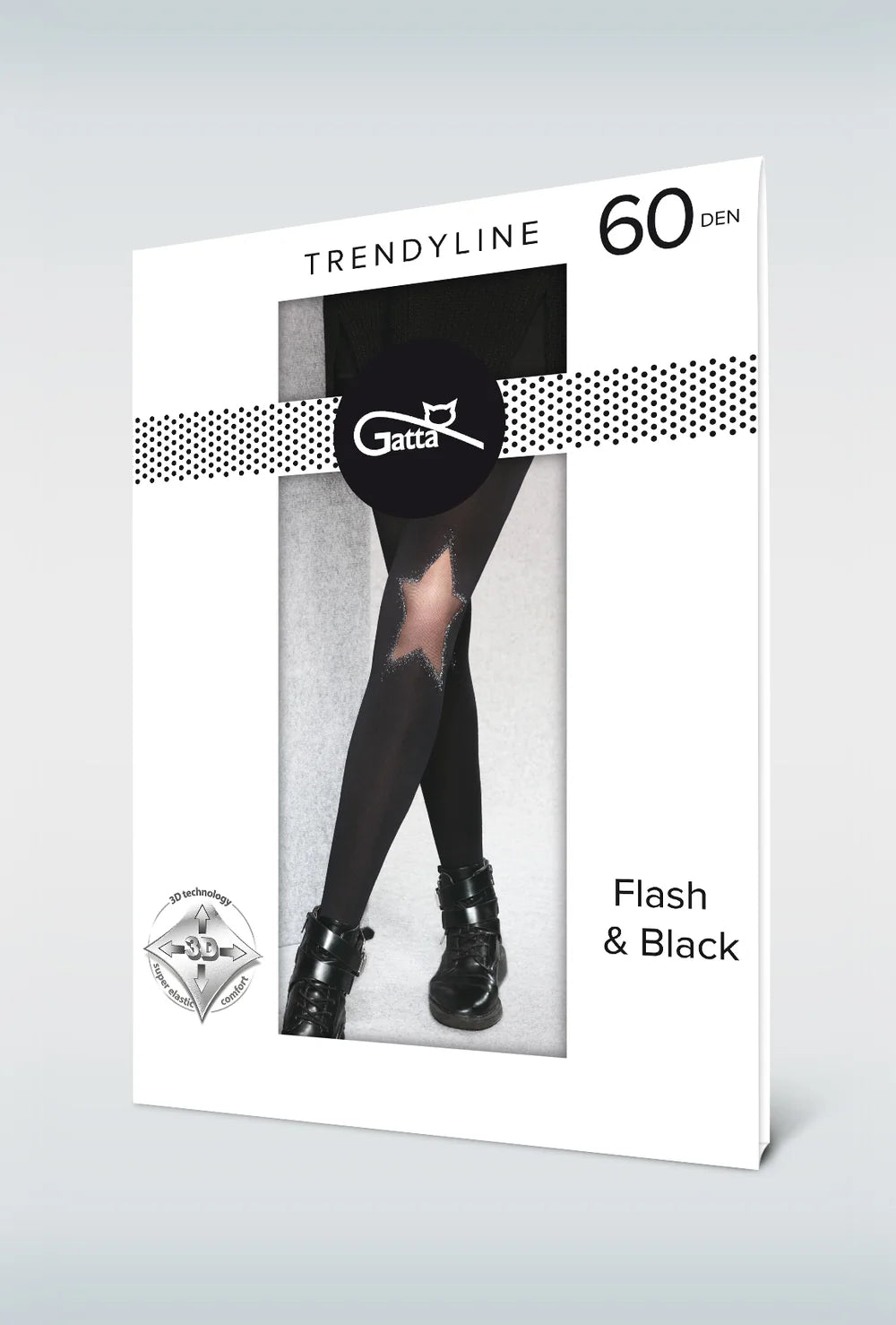 Rajstopy kryjące z gwiazdą FLASH&BLACK - 01 - Gatta