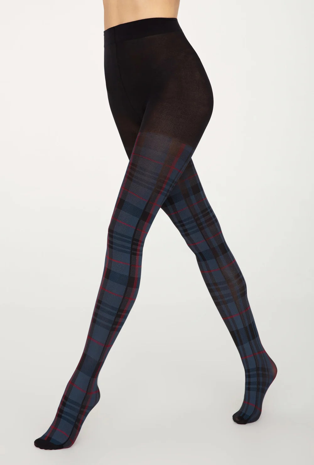 Rajstopy w niebieską kratę Mi Piaci wz. 02 - Gatta