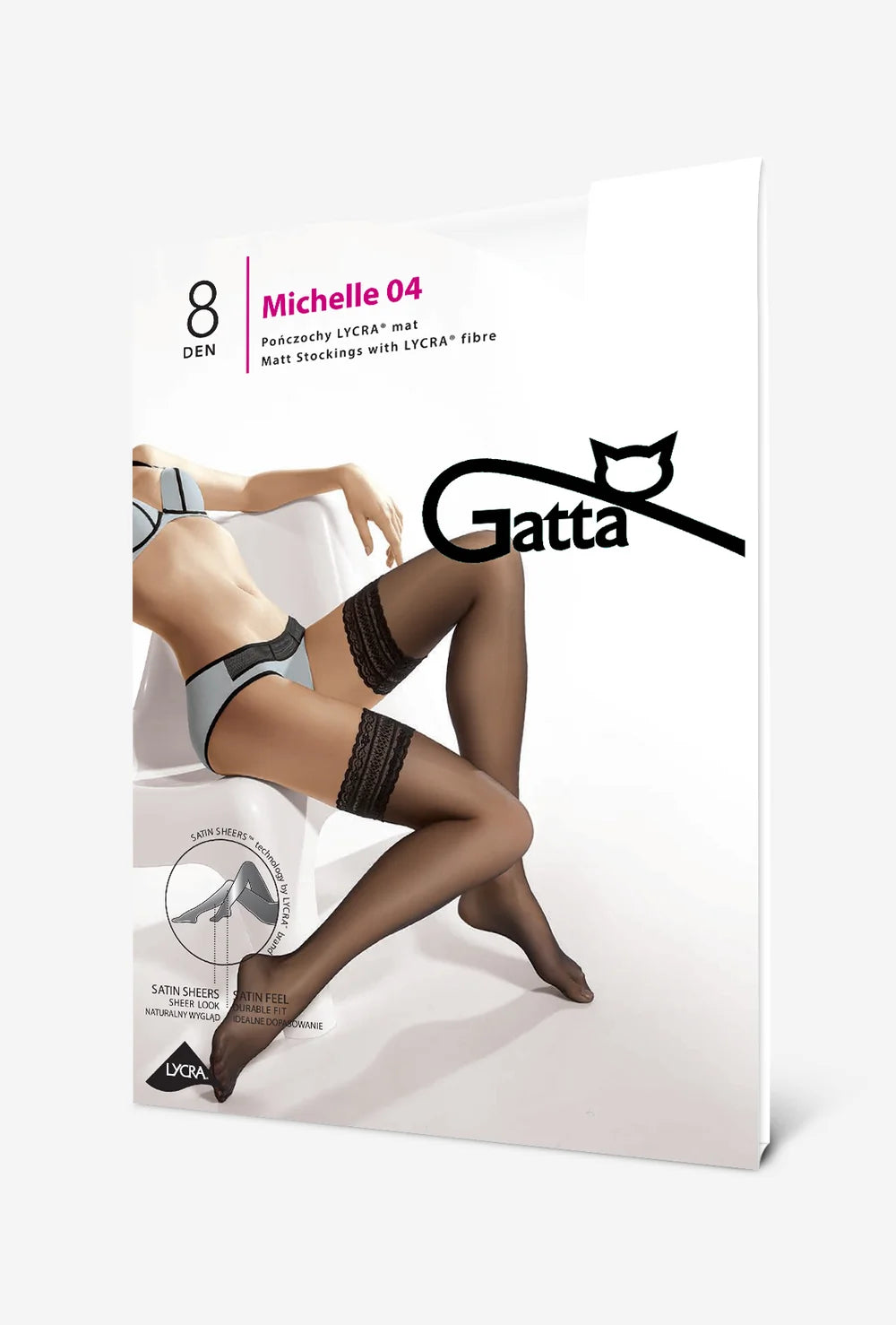 Koronkowe pończochy samonośne Michelle 8 den - Gatta