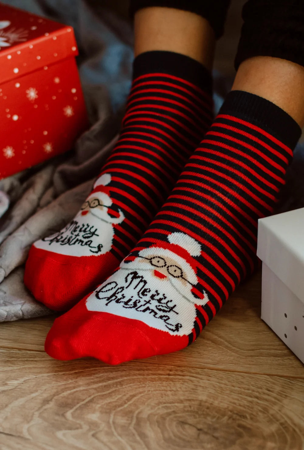 Skarpetki świąteczne damskie w paski wz. 890 - Gatta