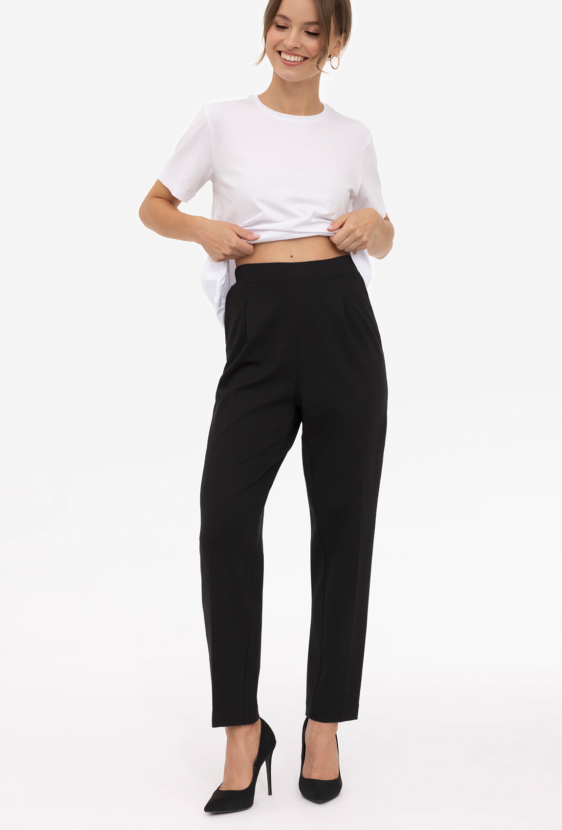 Czarne spodnie z prostą nogawką Bergamo - Gatta