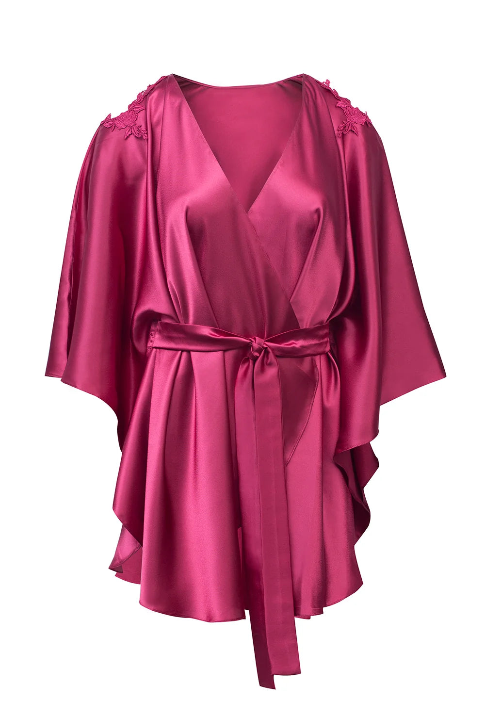 Satynowy szlafrok kimono z wiązaniem Celine (AN8-681) - Gatta