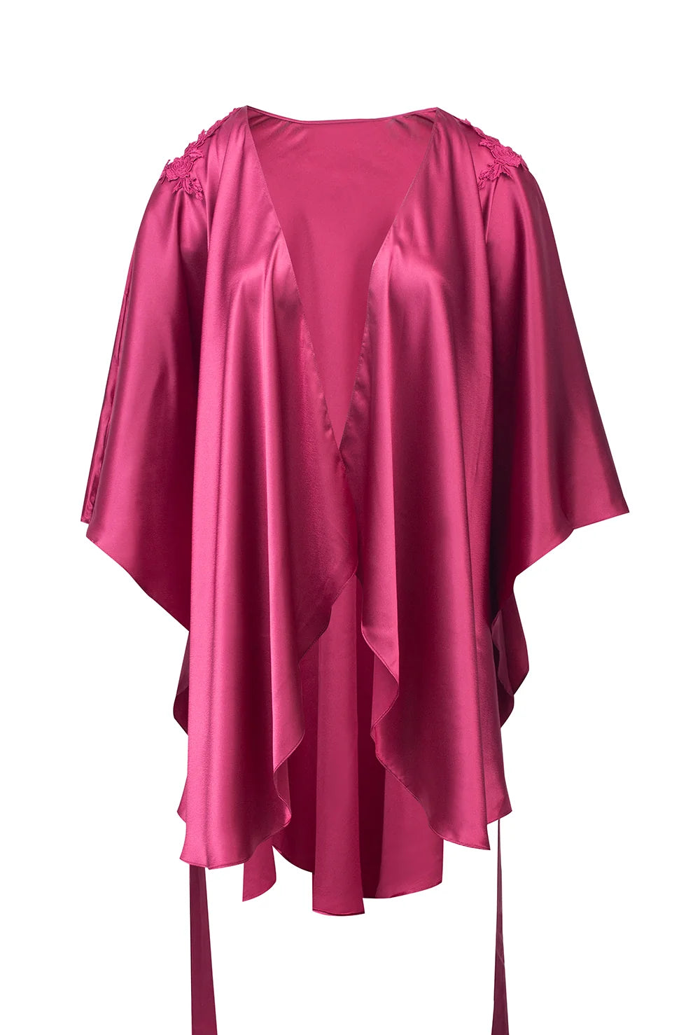 Satynowy szlafrok kimono z wiązaniem Celine (AN8-681) - Gatta
