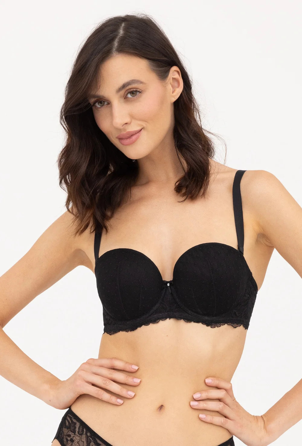 Czarny biustonosz bardotka Monique - Gatta