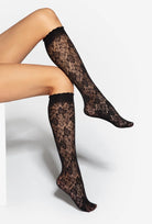 Podkolanówki z kwiatowym wzorem Fleur wz. 02