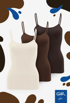 3-pak koszulek na cienkich ramiączkach w odcieniach czekolady – Gatta x Wedel