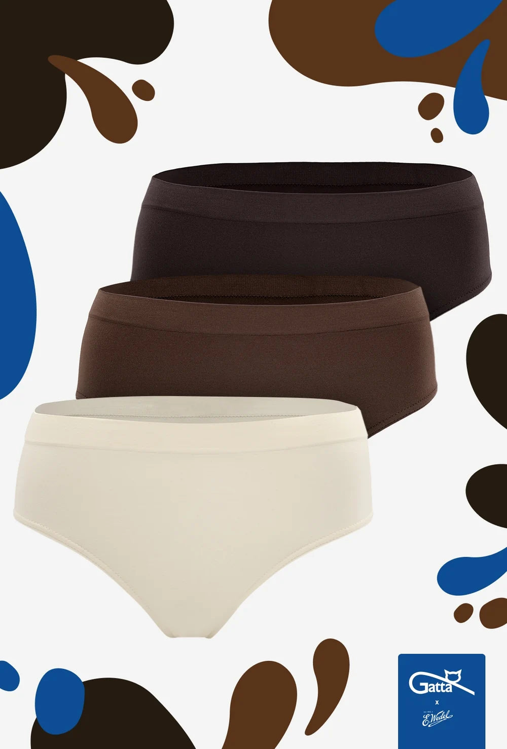 3-pak majtek o fasonie bikini w odcieniach czekolady – Gatta x Wedel - Gatta