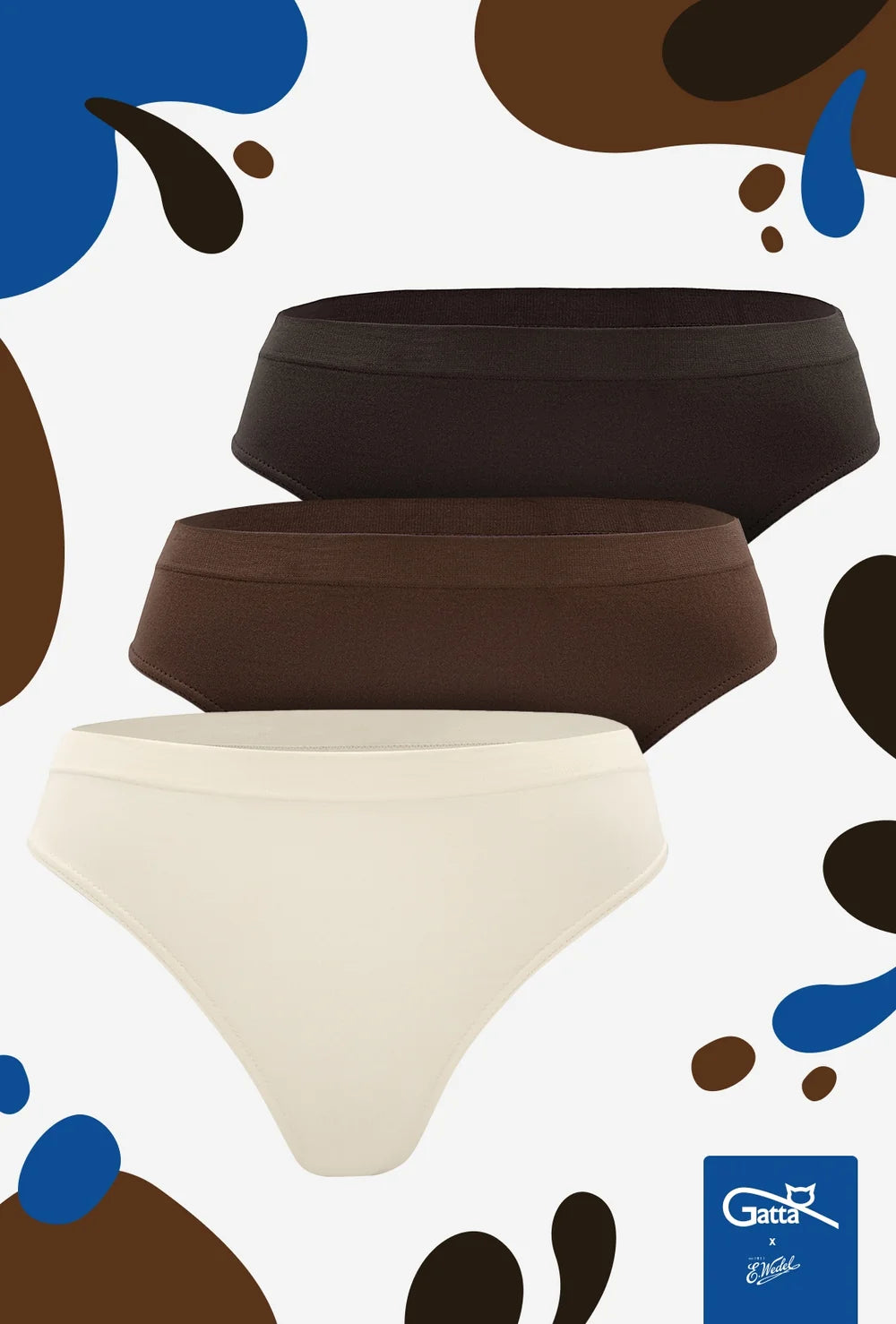 3-pak majtek typu stringi w odcieniach czekolady – Gatta x Wedel
