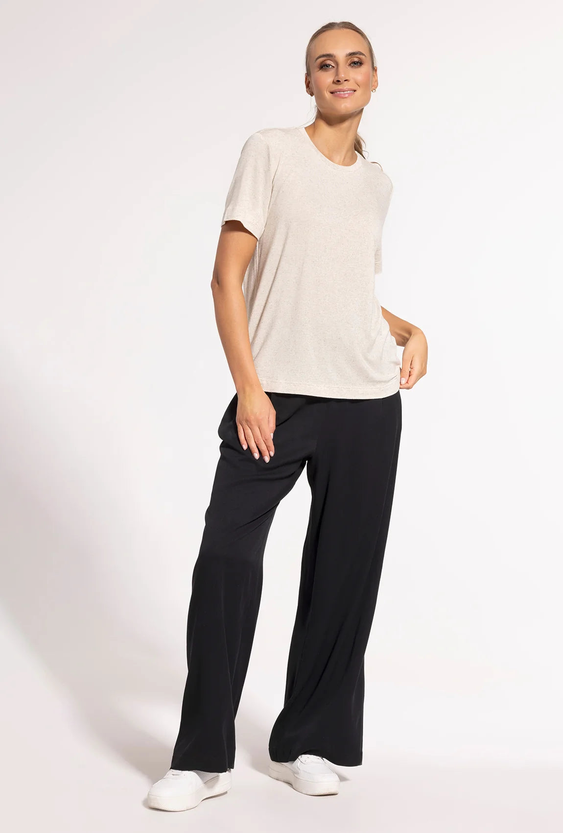 T-shirt z domieszką lnu - Gatta