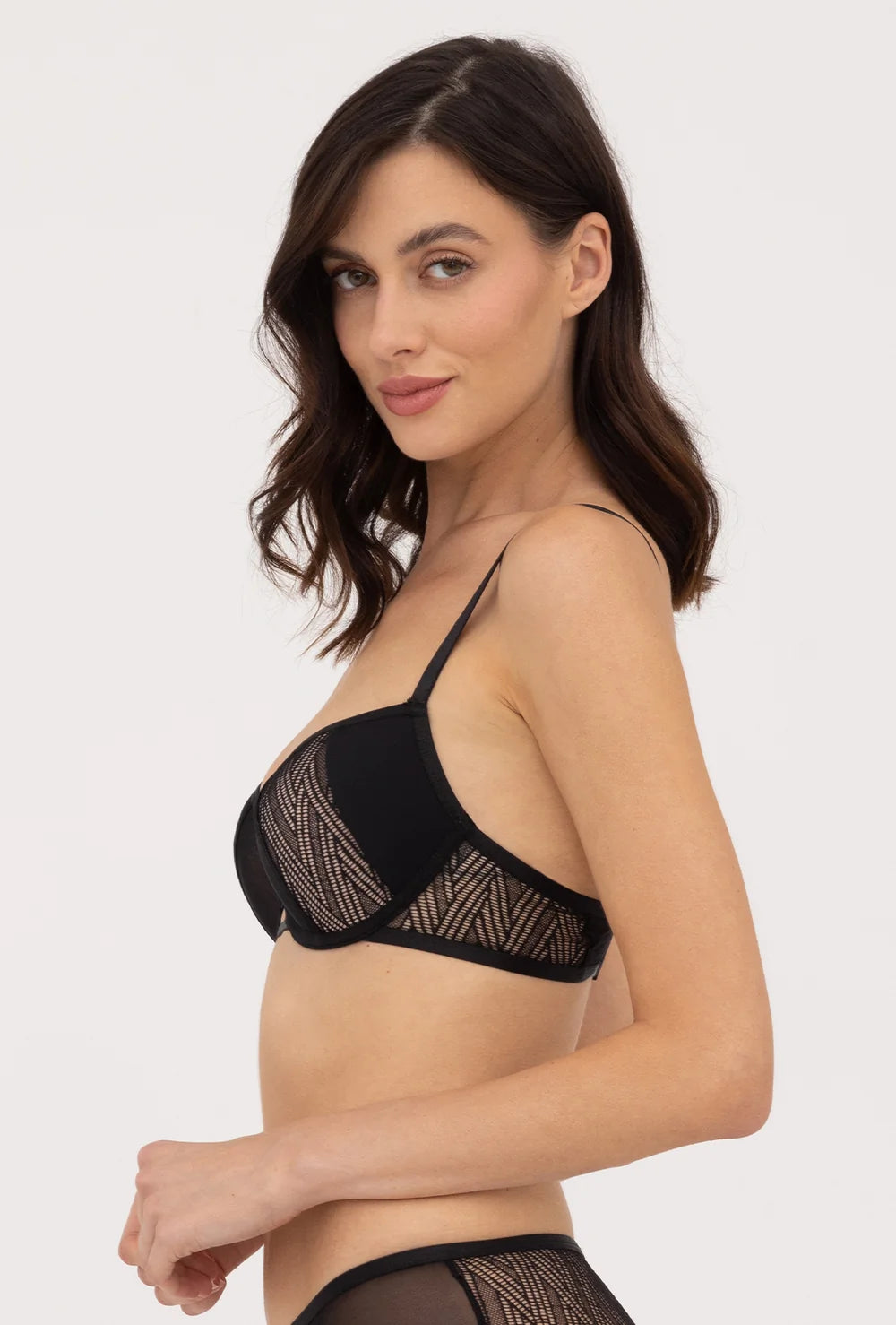 Czarny biustonosz z fiszbinami Joanna - Gatta