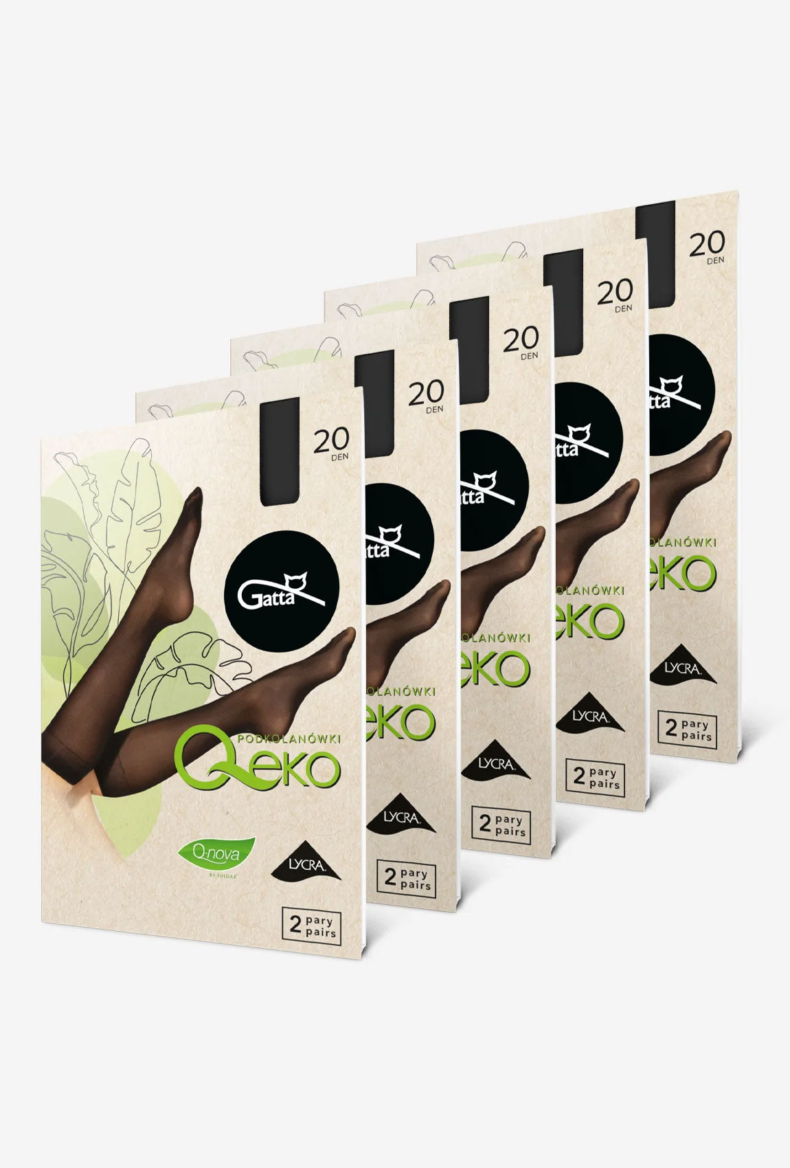 5-pak podkolanówek z ekologicznej przędzy Q-eko 20 den