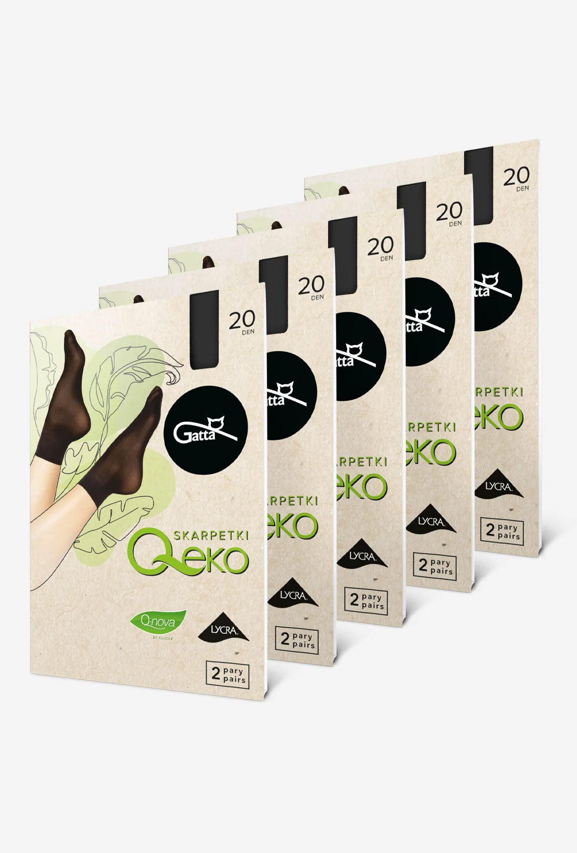 5-pak skarpetek rajstopowych z ekologicznej przędzy Q-eko 20 den