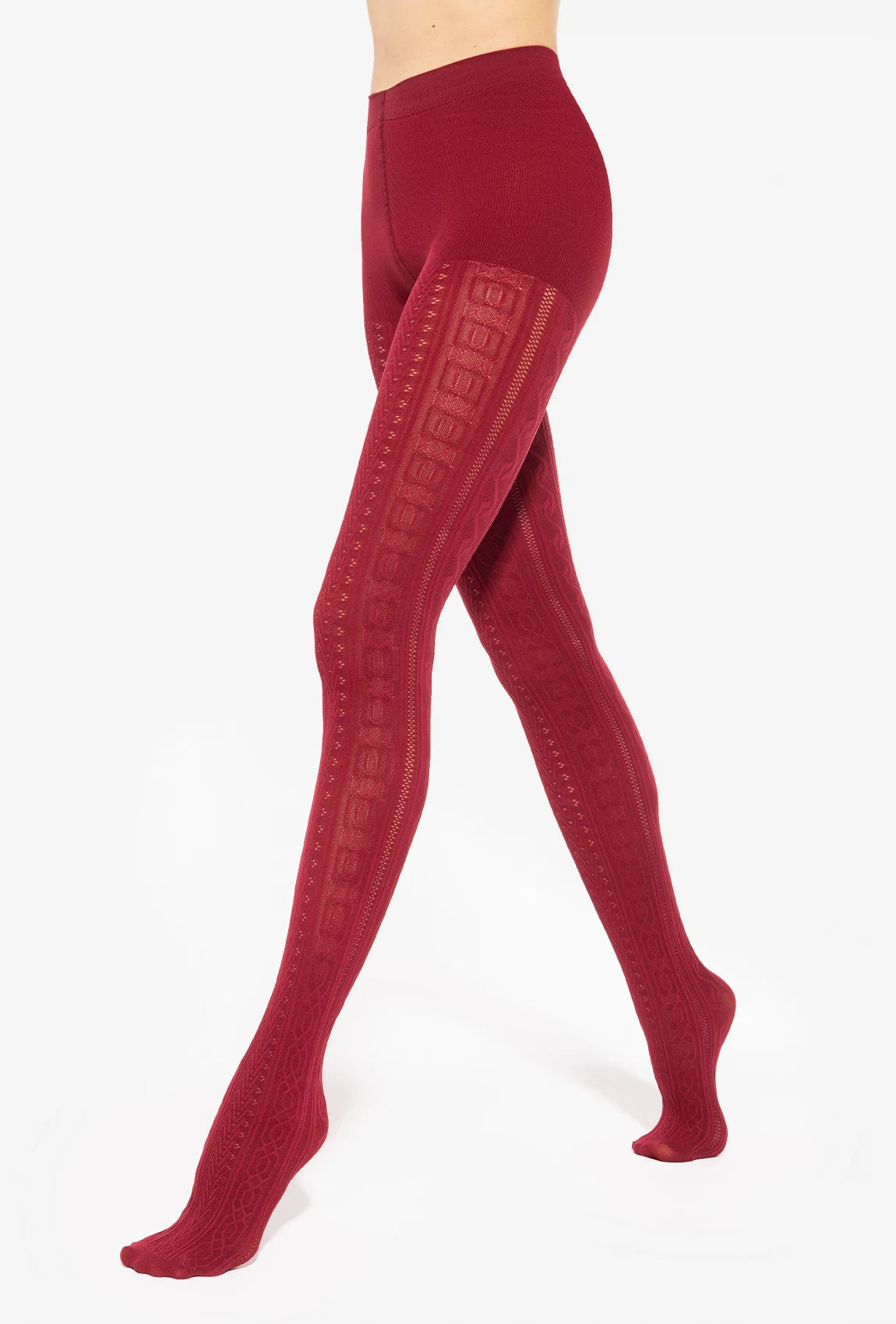 Bordowe rajstopy wzorowane Fabiane 07