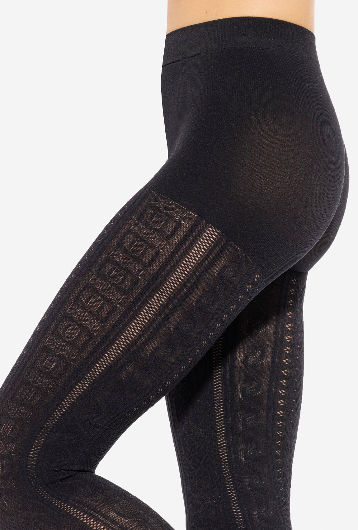 Czarne rajstopy z warkoczowym wzorem Fabiane 07 - Gatta