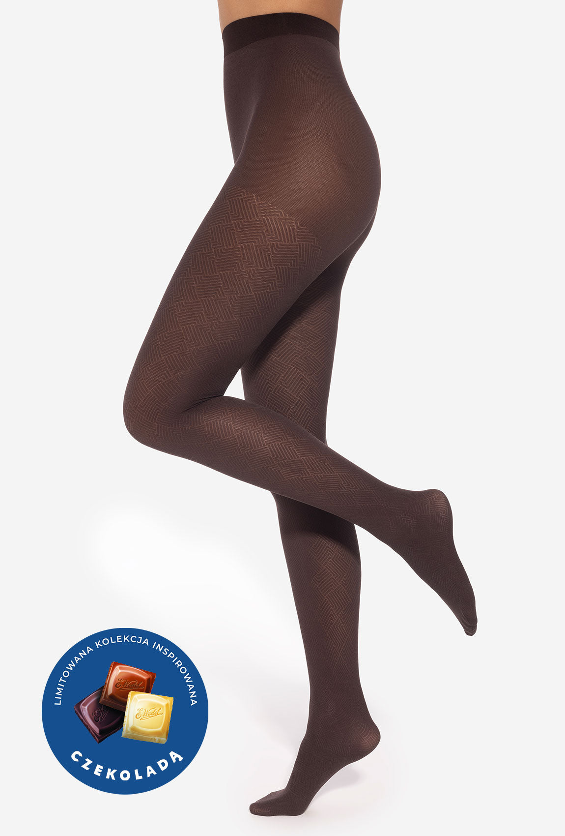 Wzorowane rajstopy damskie w odcieniach czekolady – Gatta x Wedel - Gatta