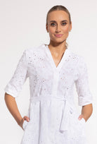 Biała sukienka koszulowa midi Sheila