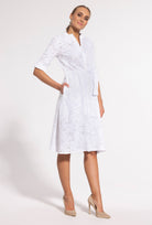 Biała sukienka koszulowa midi Sheila