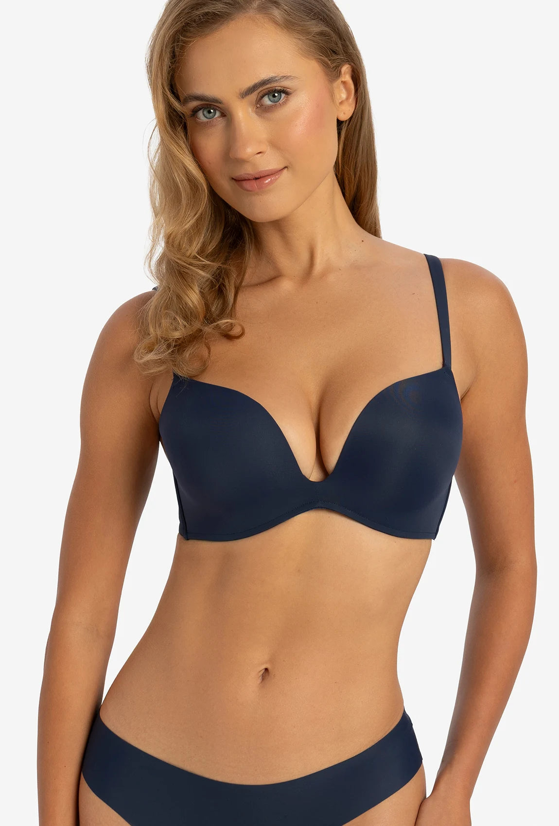 Granatowy biustonosz push-up Amore