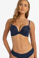 Granatowy biustonosz push-up Amore