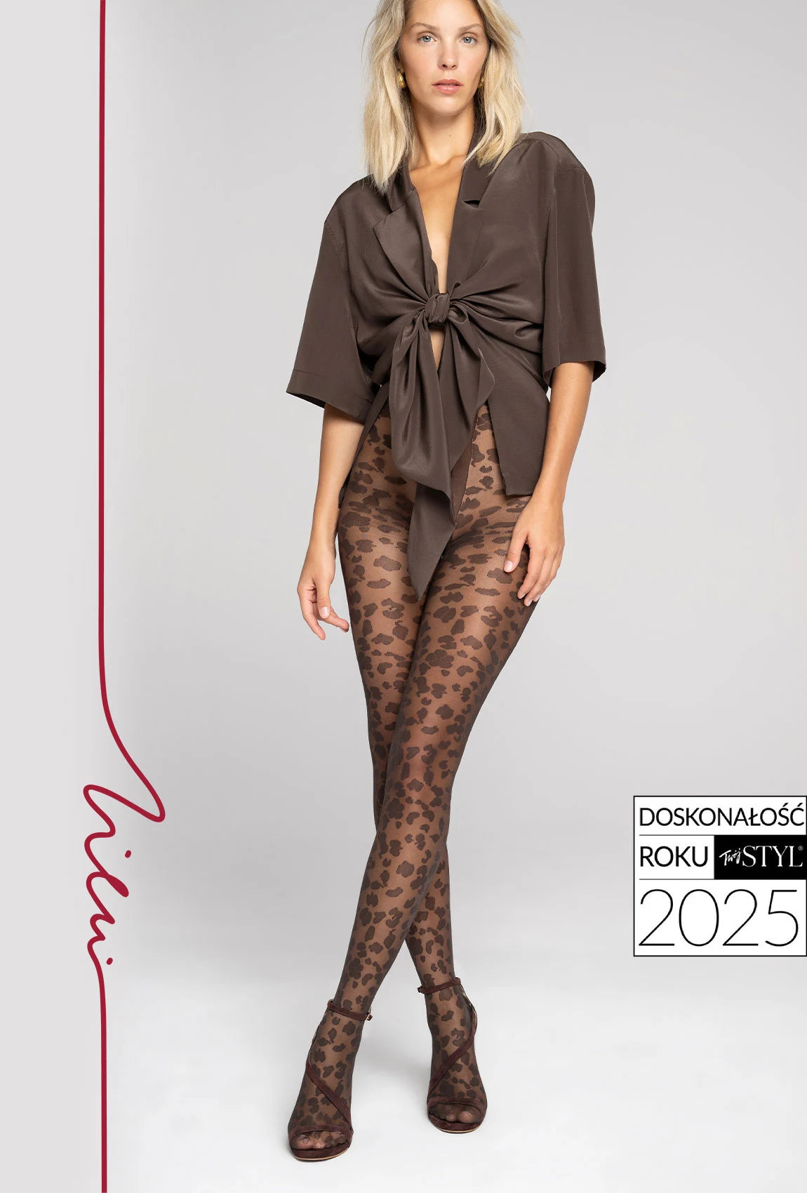 Brązowe rajstopy wzorzyste Bloom z kolekcji Zień x Gatta - Gatta