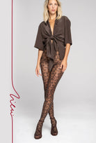 Brązowe rajstopy wzorzyste Bloom z kolekcji Zień x Gatta