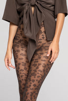 Brązowe rajstopy wzorzyste Bloom z kolekcji Zień x Gatta