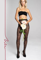 Czarne rajstopy wzorzyste Bloom z kolekcji Zień x Gatta