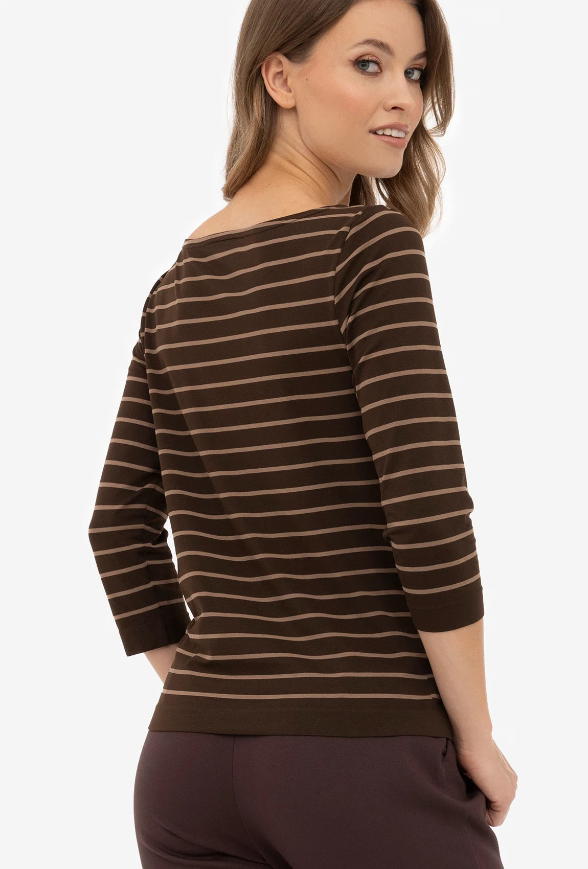 Brązowa bluzka w paski Adrienne - Gatta