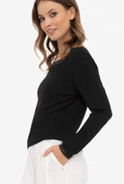 Czarna bluzka z tencelu i wełny Betty