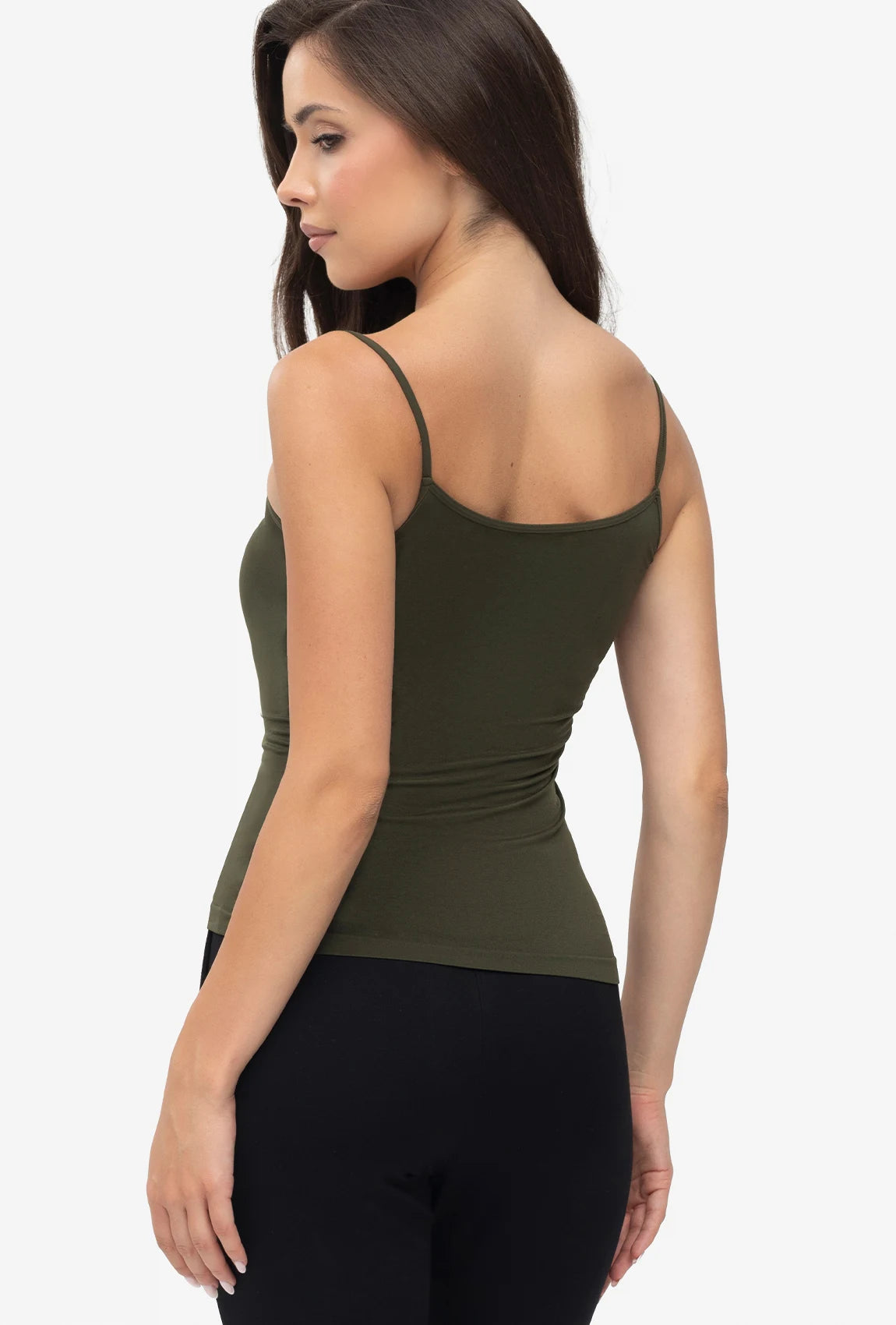 Oliwkowa koszulka na cienkich ramiączkach Camisole - Gatta