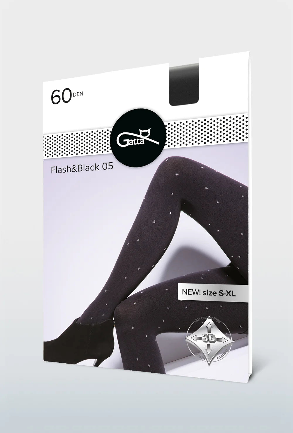 Czarne rajstopy ze srebrnymi kropkami Flash&Black wz. 05 - Gatta