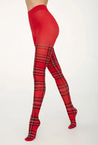 Czerwone rajstopy w kratę Mi Piaci wz. 01