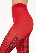 Czerwone rajstopy w kratę Mi Piaci wz. 01