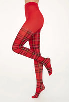 Czerwone rajstopy w kratę Mi Piaci wz. 01
