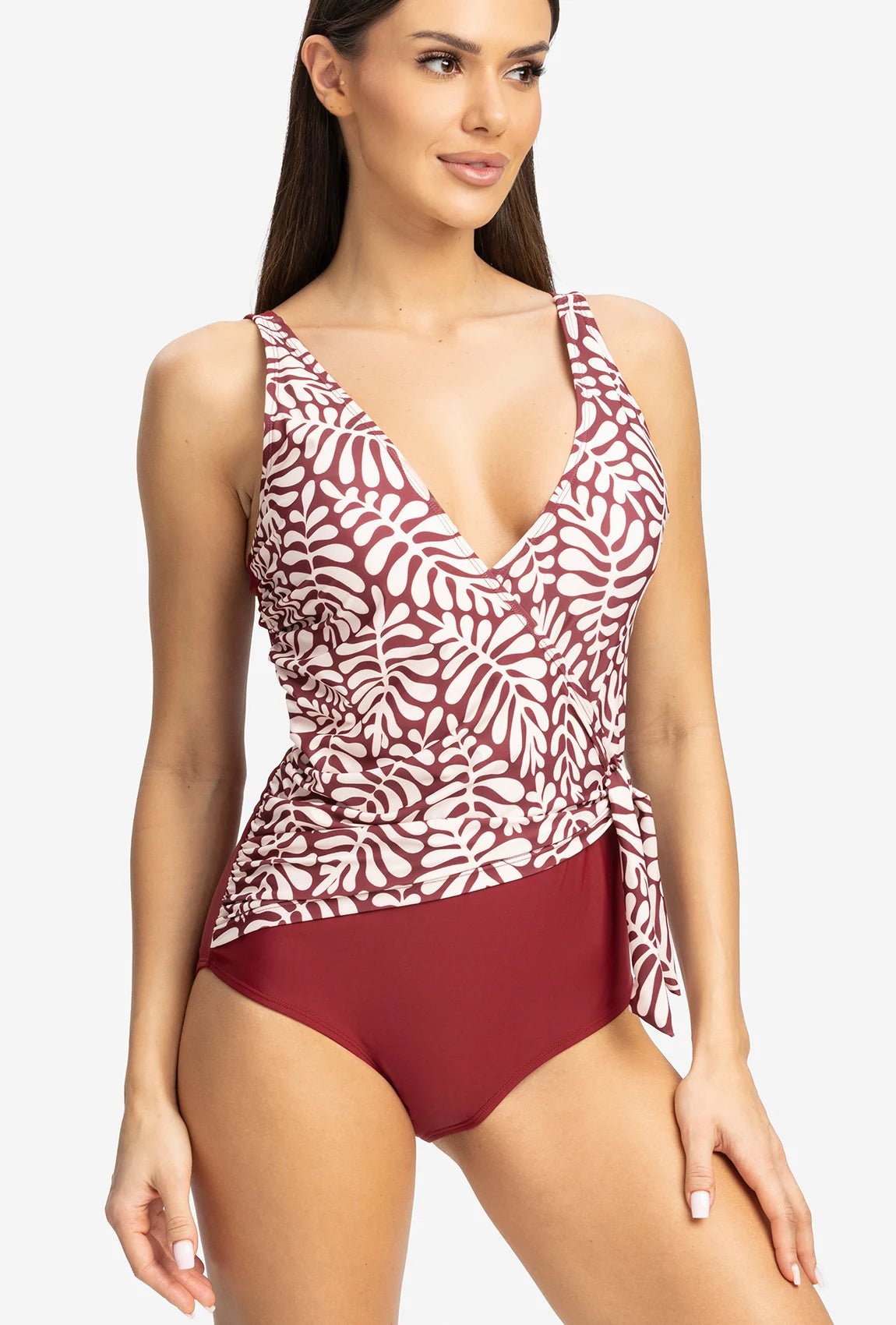 Jednoczęściowy strój kąpielowy z kopertowym dekoltem Dalmacia - Gatta