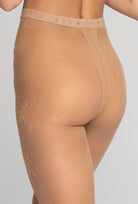 Beżowe rajstopy z kwiatowym wzorem Garden z kolekcji Zień x Gatta