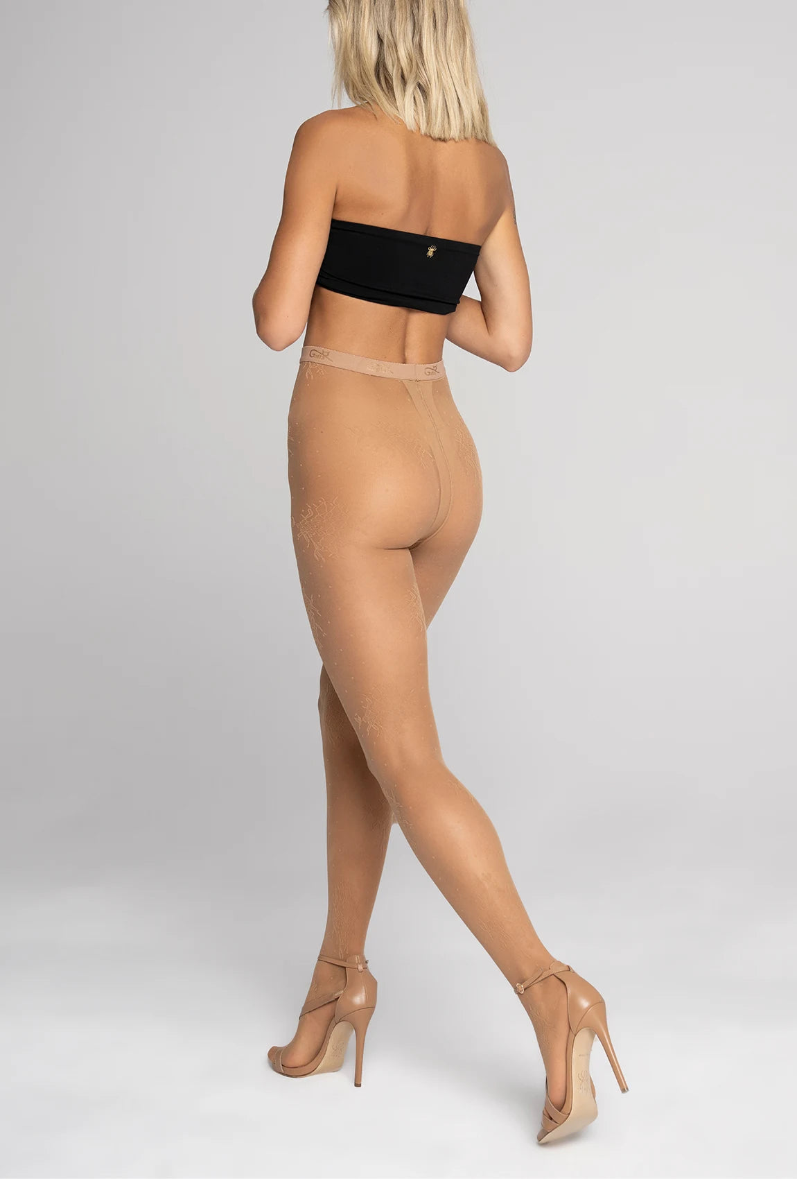 Beżowe rajstopy z kwiatowym wzorem Garden z kolekcji Zień x Gatta - Gatta