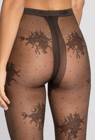 Brązowe rajstopy z kwiatowym wzorem Garden z kolekcji Zień x Gatta