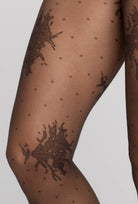 Brązowe rajstopy z kwiatowym wzorem Garden z kolekcji Zień x Gatta