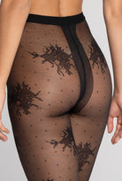 Czarne rajstopy z kwiatowym wzorem Garden z kolekcji Zień x Gatta