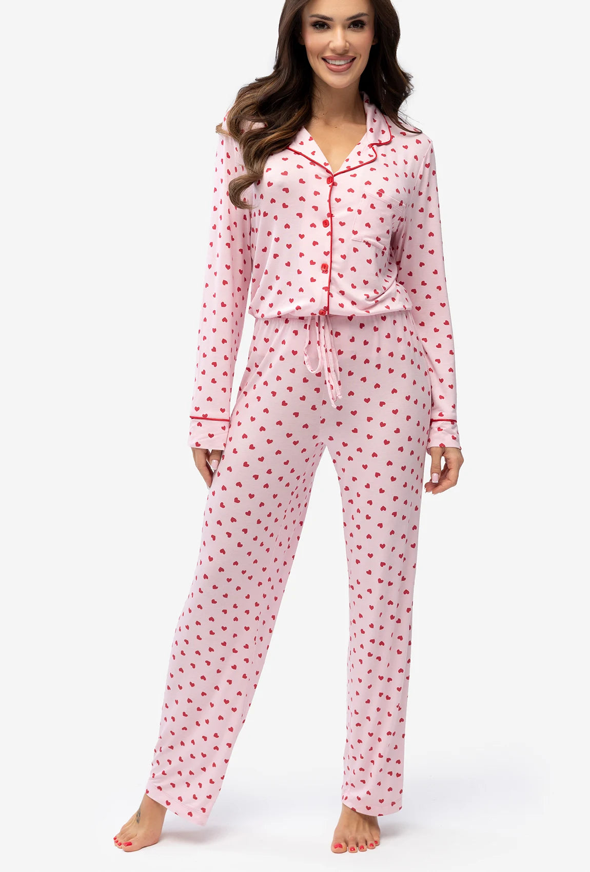 Piżama damska w serduszka